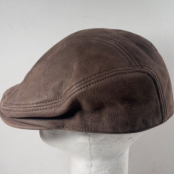 Scala Newsboy Paperboy Driving Ivy Flat Hat Cap Brown Leather Large/xlarge - Picture 2 of 16